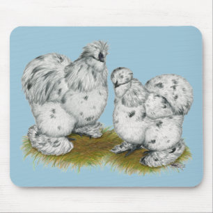 Mousepad Silkie Bantam Splash Chickens