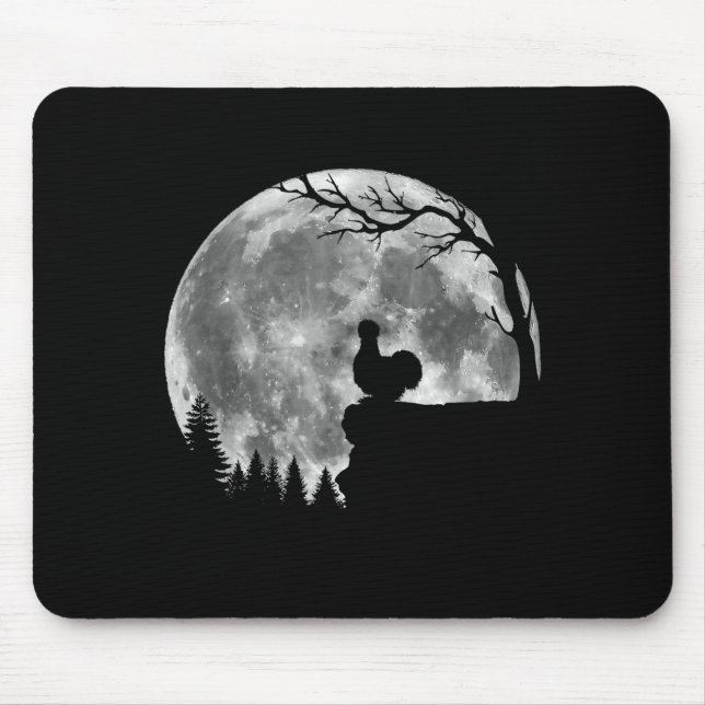 Mousepad Silkie Chicken Moon Silhouette Funny Lazy Hallowee (Frente)
