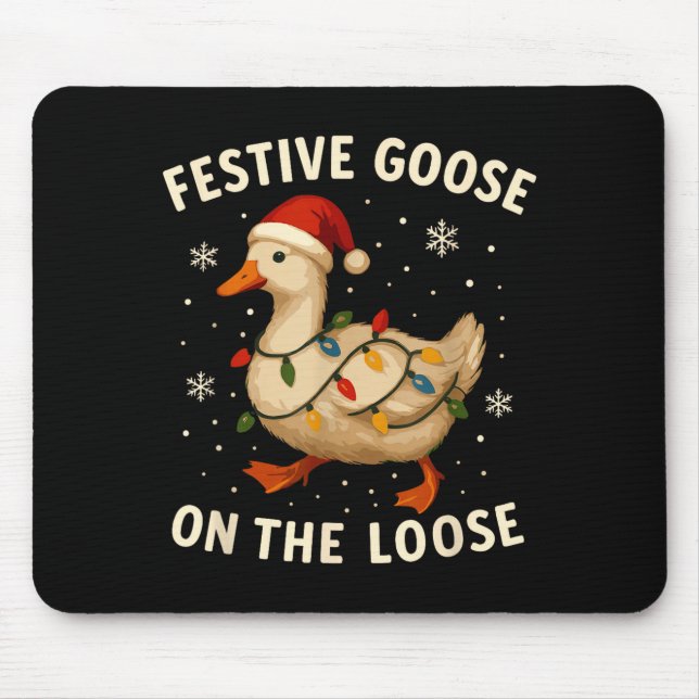 Mousepad Silly Goose Holiday Christmas Festive Goose On The (Frente)