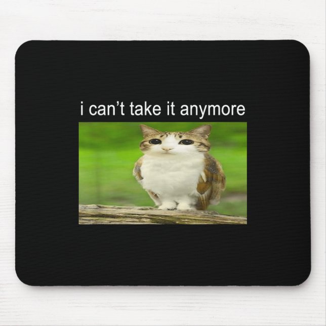 Mousepad Silly Owl Cat Meme I Can't Take It Anymore  (Frente)