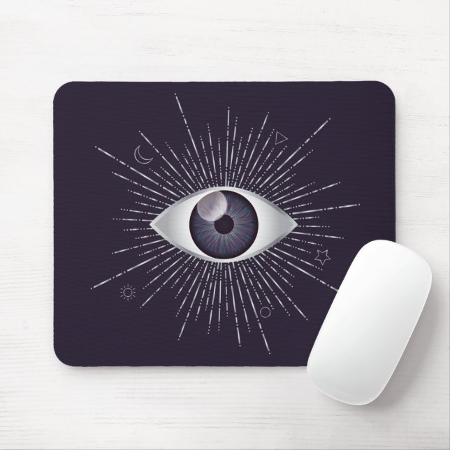 Mousepad Silver e Violet Mystic Mau Eye Nazar Mati (Com mouse)