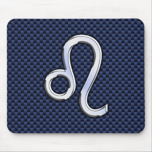 Mousepad Silver Leo Zodiac Símbolo Marinho de Impressão de