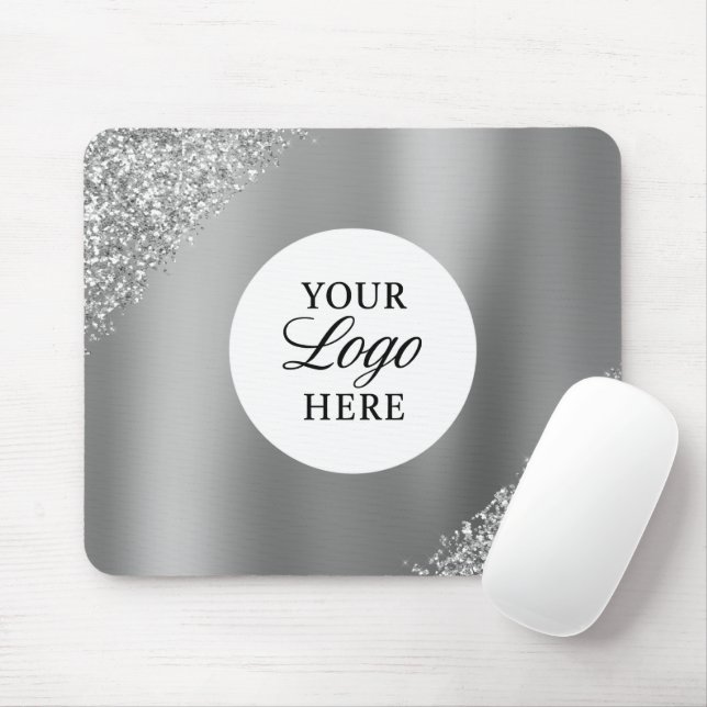 Mousepad Silver Logo Business Professional Sparkle Glitter (Com mouse)