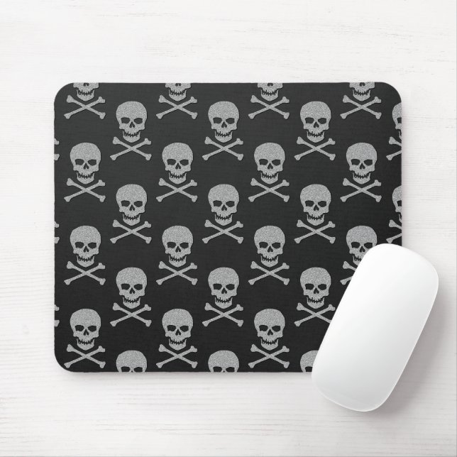 Mousepad Silver Skull e Crossbones Halloween (Com mouse)