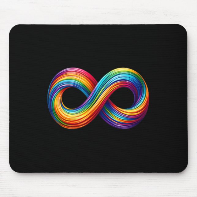 Mousepad Símbolo Arco-íris do Sinal de Infinito da Neurodiv (Frente)
