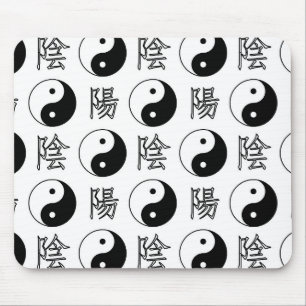 Mousepad Símbolo branco Yinyang Padrão chinês