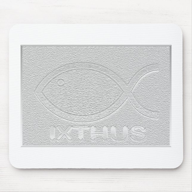 Mousepad Símbolo cristão dos peixes de IXTHUS - prata (Frente)