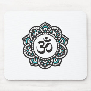 Mousepad Símbolo da Flor de Lótus Om Espiritual Yoga Budism