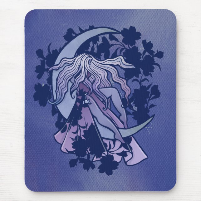 Mousepad Símbolo da Lua Roxa Deusa Wiccan Triple Moon (Frente)