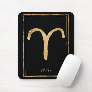 Mousepad Símbolo de astrologia estilizado de ouro de áries