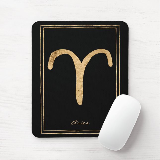 Mousepad Símbolo de astrologia estilizado de ouro de áries (Com mouse)