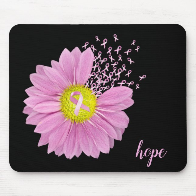 Mousepad símbolo de cancer da madrugada e da fita rosa (Frente)