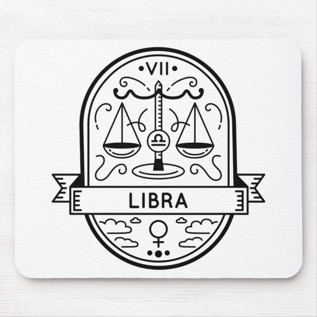 MOUSEPAD SÍMBOLO DE CRACHÁ ZODIÁTICO LIBRA STROL (Frente)