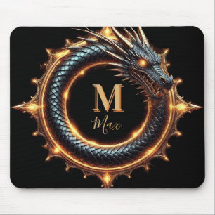 Mousepad 🐉 Símbolo de Dragão de Fantasia com Nome Personal