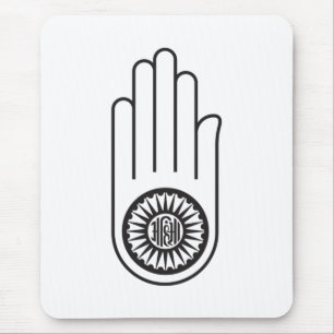 Mousepad Símbolo de Jain de Ahimsa (Mão da Não-Violênci