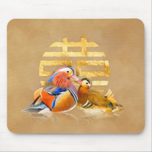Mousepad Símbolo de Patos Mandarim e Felicidade Dupla