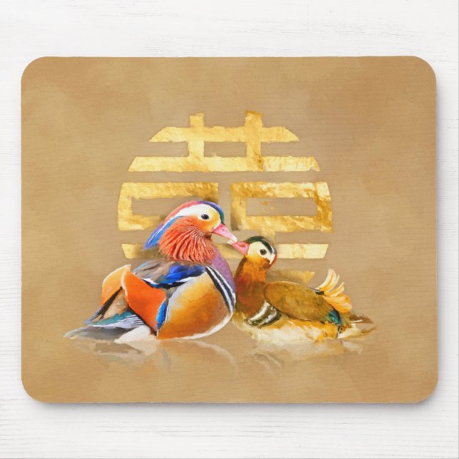 Mousepad Símbolo de Patos Mandarim e Felicidade Dupla (Frente)