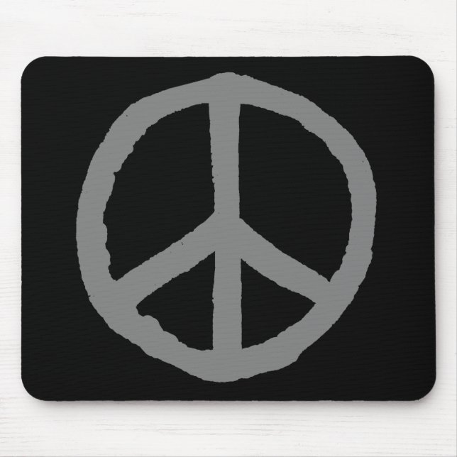 Mousepad Símbolo de paz áspero - cinza no preto (Frente)