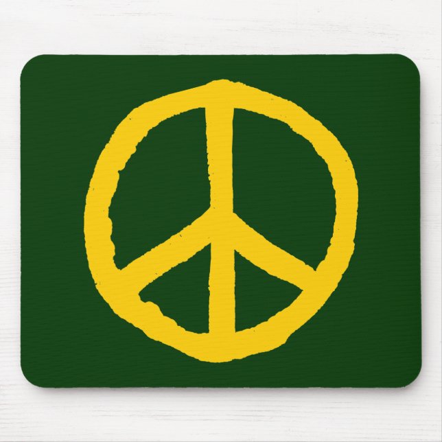 Mousepad Símbolo de paz duro - âmbar no verde escuro (Frente)