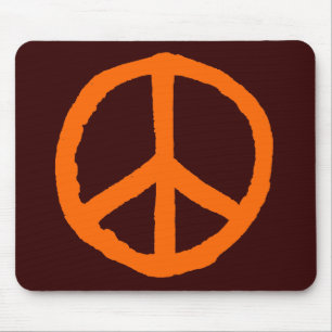 Mousepad Símbolo de paz duro - Laranja no escuro