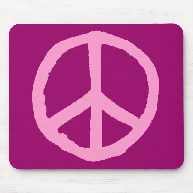 Mousepad Símbolo de paz duro - rosa no rosa escuro (Frente)