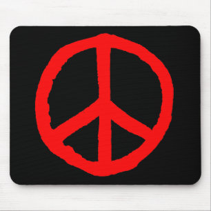 Mousepad Símbolo de paz duro - vermelho em preto