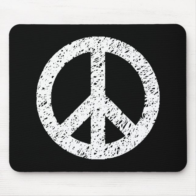 Mousepad Símbolo de Paz Estipulado Scribble - Branco a Pret (Frente)