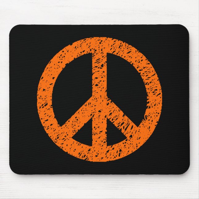 Mousepad Símbolo de paz tencioso - Laranja em preto (Frente)