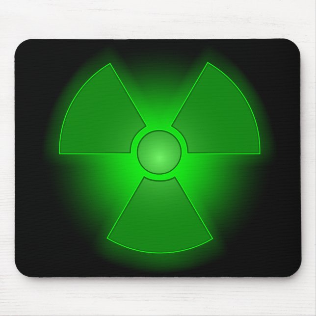 Mousepad Símbolo de radioatividade brilhante verde e engraç (Frente)