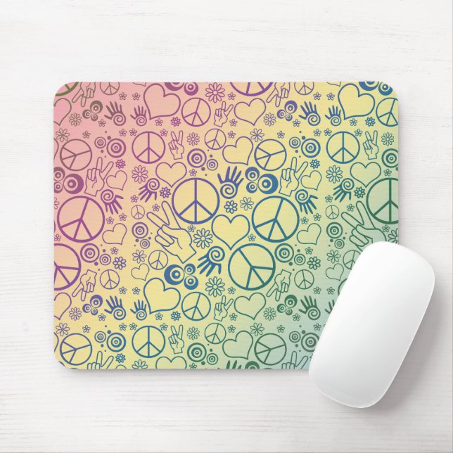 Mousepad Símbolo de Sinal de Paz - Arco-íris (Com mouse)