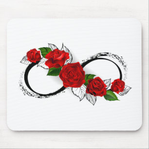 Mousepad Símbolo do Infinito com Rosas Vermelhas