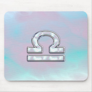 Mousepad Símbolo Elegante Libra Zodiac Mãe de Estilo Pérola