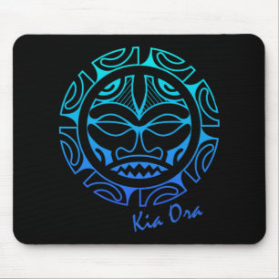 Mousepad Símbolo Facial Cultural Azul, Dança Haka Kia Ora N