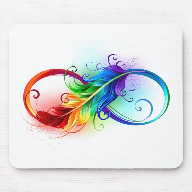 Mousepad Símbolo Infinito com Pena Arco-Íris (Frente)