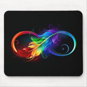 Mousepad Símbolo infinito com pena de arco-íris
