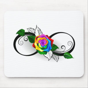 Mousepad Símbolo infinito com Rosa do arco-íris
