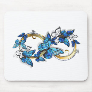 Mousepad Símbolo infinito de borboletas azuis Morpho