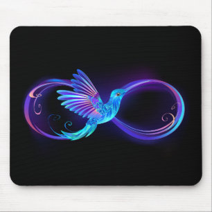 Mousepad Símbolo Neon Infinity com Hummingbird brilhante