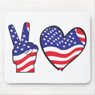 Mousepad Símbolo Patriótico da Paz e Coração em Sinalizador