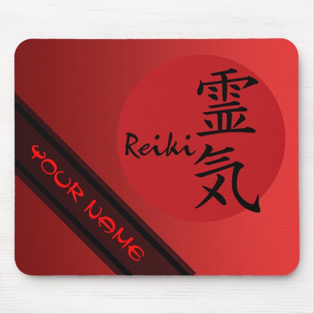 Mousepad Símbolo REIKI vermelho preto + seu nome e imagem (Frente)