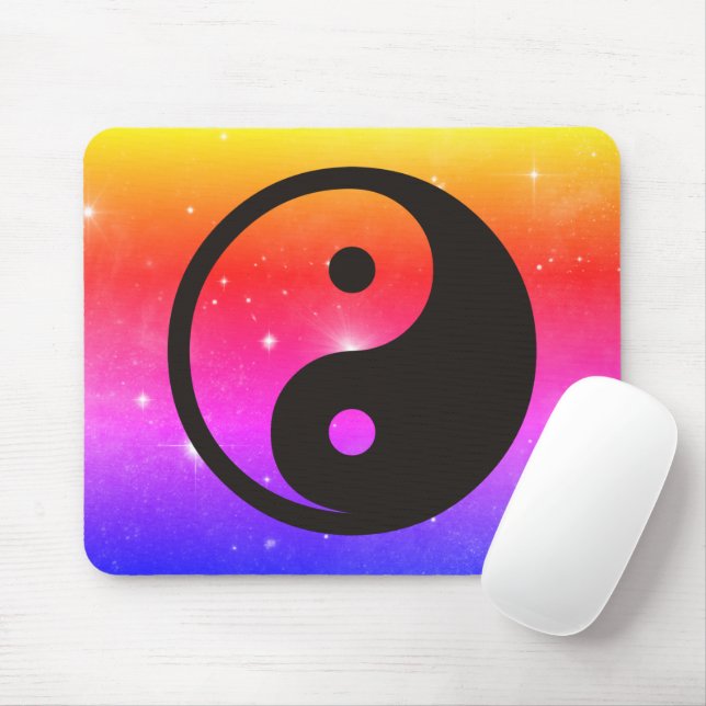 Mousepad Símbolo Yin Yang - design de tatuagem sólida (Com mouse)