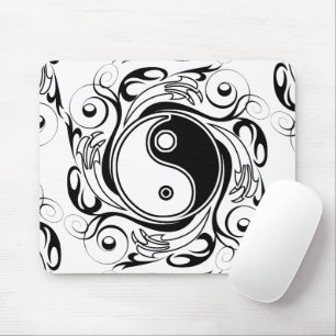Mousepad Símbolo Yin & Yang Preto e Branco no Estilo de Tat