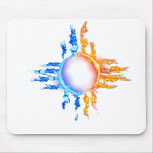 Mousepad Símbolo Zia do Novo México em chamas vermelhas e