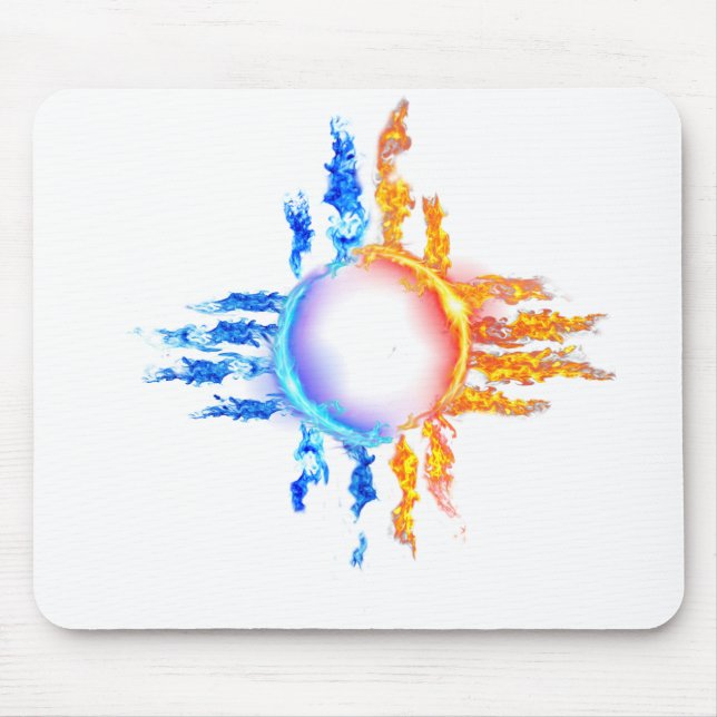 Mousepad Símbolo Zia do Novo México em chamas vermelhas e a (Frente)