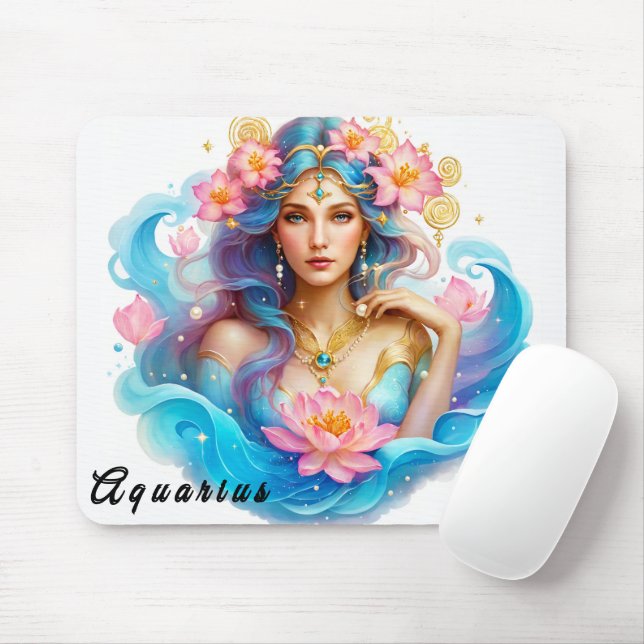 Mousepad Símbolo Zodiac Cute/Aquário (Com mouse)