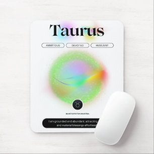Mousepad Símbolo Zodiac Moderno Taurus Cita Elemento da Ter