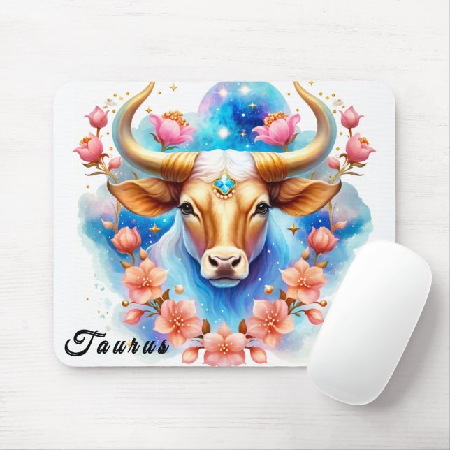 Mousepad Símbolo Zodíaco Cute/Taurus (Com mouse)