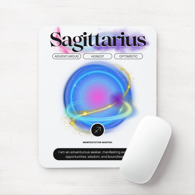 Mousepad Símbolo Zodíaco Moderno Sagitário Elemento de Cota (Com mouse)