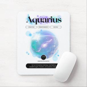 Mousepad Símbolo Zodiano Moderno Aquarius Citar Elemento de