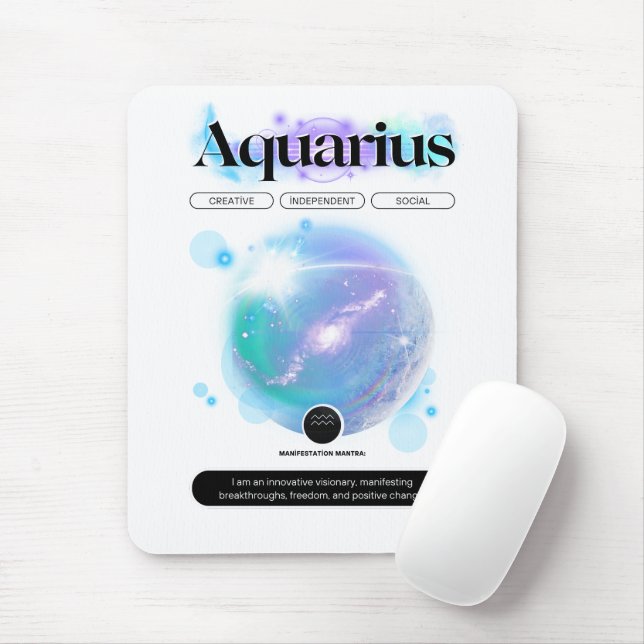 Mousepad Símbolo Zodiano Moderno Aquarius Citar Elemento de (Com mouse)